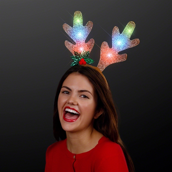 Golden Antlers Blinky Christmas Headband - Image 2