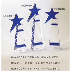 Blue Star tower Optical Crystal Award Trophy.