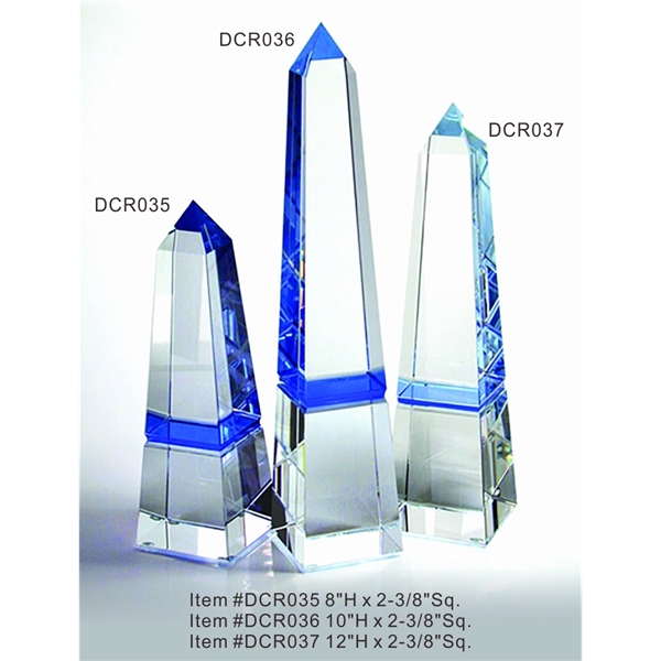 Blue Obelisk Optical Crystal Award Trophy.