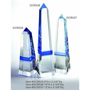 Blue Obelisk Optical crystal Award Trophy.