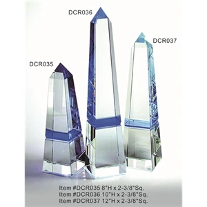 Blue Obelisk Optical Crystal Award Trophy.