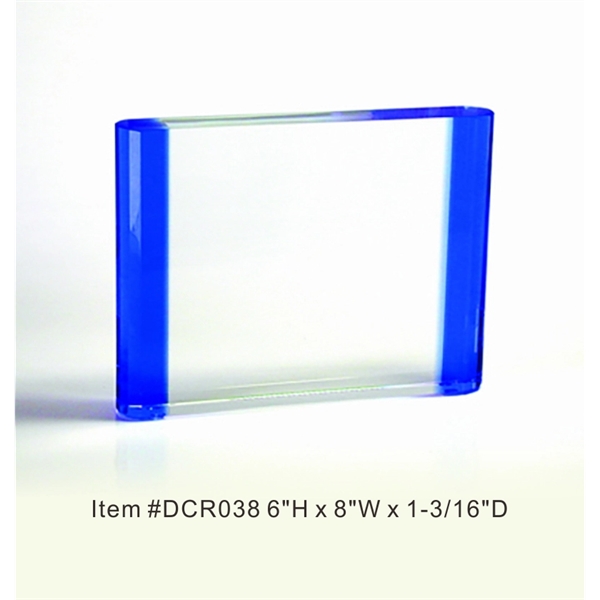 Blue Rectangle Optical Crystal Award Trophy.