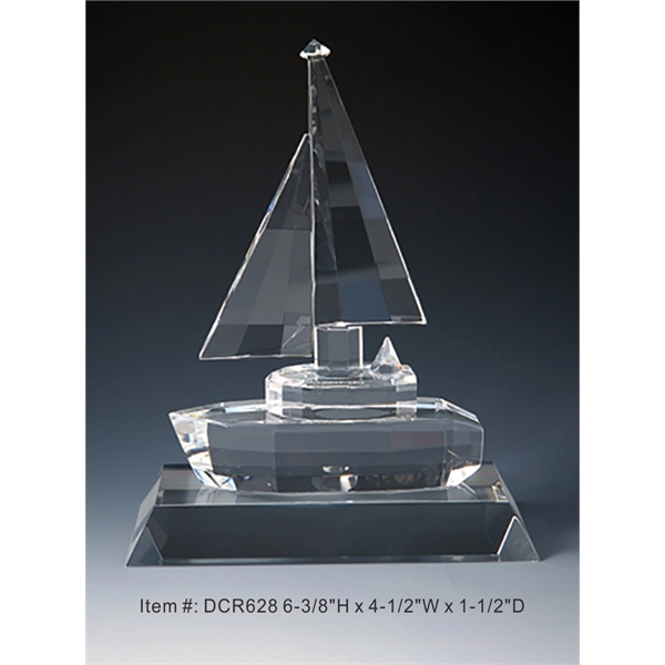 Sail Boat Set     optical crystal award trophy.