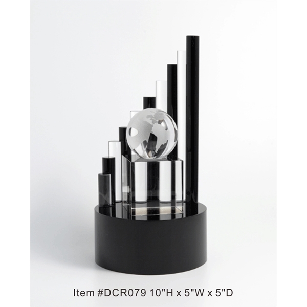 Apex Globe optical crystal award trophy.