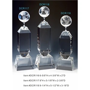 Globe Optical Crystal Award Trophy.