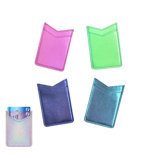 Glitter Leatherete Adhesive Cell Phone Wallet Double Layer
