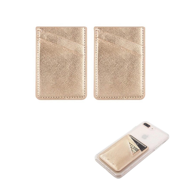 Glitter Leatherete Adhesive Cell Phone Wallet Double Layer