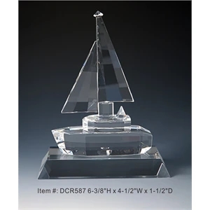 Sail Boat Set     optical crystal award trophy.