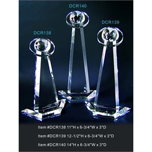 Globe Tower Optical Crystal Award Trophy.