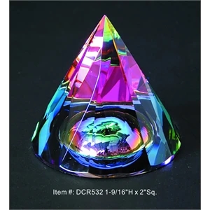 Rainbow Faceted Cone w dome optical crystal award trophy.