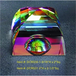 Rainbow Mystic Pyramid w dome optical crystal award trophy.