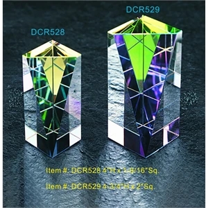 Rainbow Pillar optical crystal award trophy.
