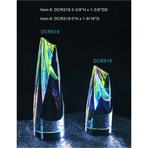 Rainbow Double Slant Cylinder optical crystal award trophy.