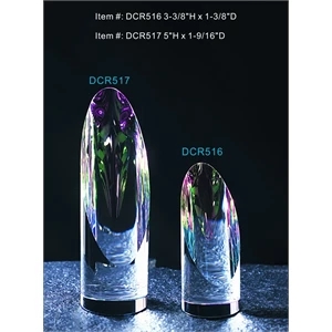 Rainbow Slant Cylinder optical crystal award trophy.