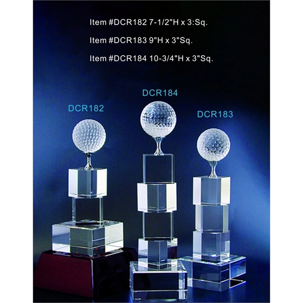 Golf Tower Optical Crystal Award Trophy.