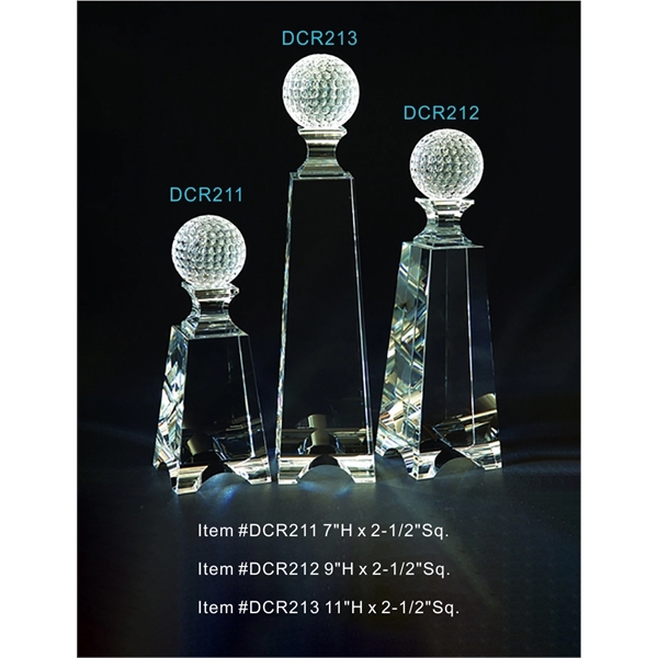 Golf Tower Optical Crystal Award Trophy.