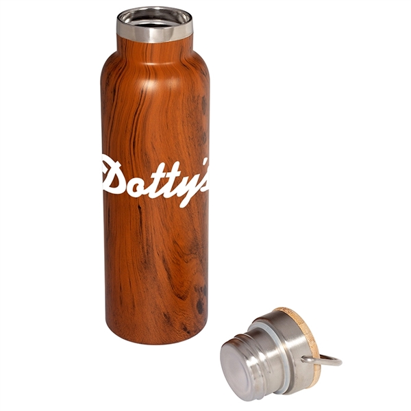 20 oz. Woodgrain Vacuum Bottle with Bamboo Lid - Image 1