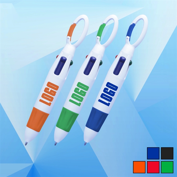 4 Color Carabiner Ballpoint Pen - Image 1