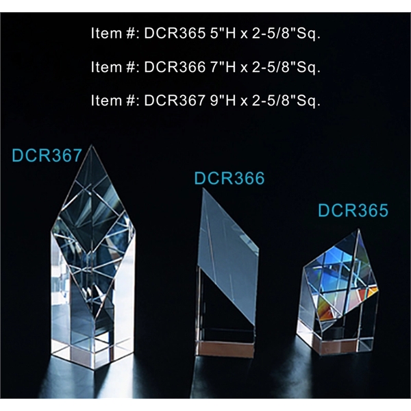 Straight Diamond optical crystal award trophy.