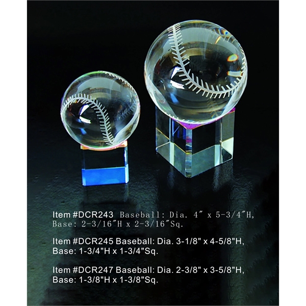 Baseball w Rainbow Base Optical Crystal Award Trophy. - Image 1