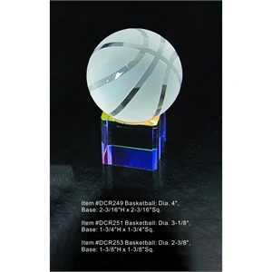 Basketball w Rainbow Base Optical Crystal Award Trophy.