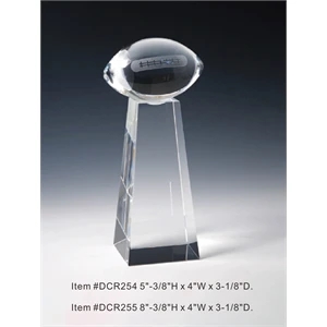 Football Tower  Optical Crystal Award Trophy.