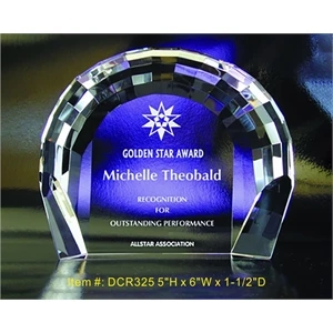 Faceted Arch optical crystal award trophy.