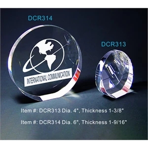 Round Awards optical crystal award trophy.