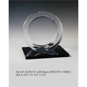 Circle Award on Black Base.  Optical Crystal Award Trophy.
