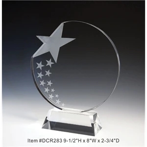Circular Star Optical Crystal Award Trophy.