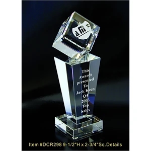 Cube Tower Optical Crystal Award Trophy.