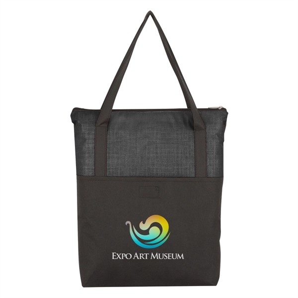 Crosshatch Non-Woven Zippered Tote Bag - Image 4