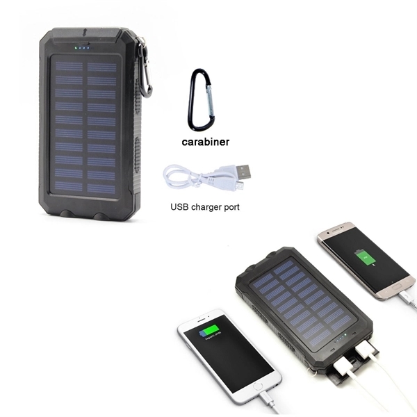 Waterproof SOS Dual USB Solar Power Bank Panels with Compass - Image 2