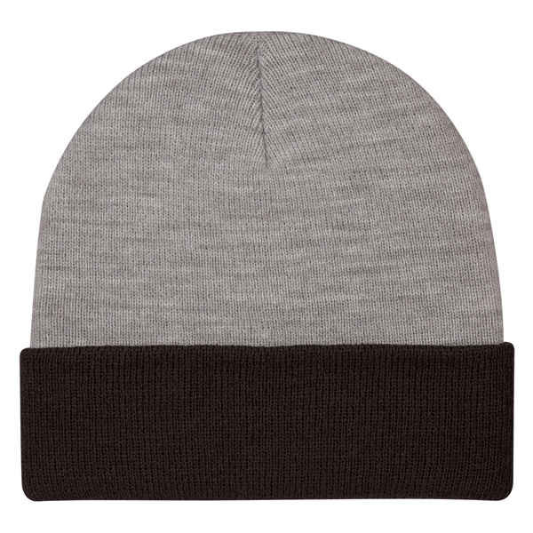 Two-Tone Knit Beanie With Cuff - Image 5