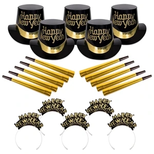 Tiffany Black and Gold New Year Party Kit for 10