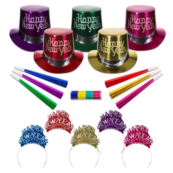 New Year's Metallic Party Kit for 10 - Image 1