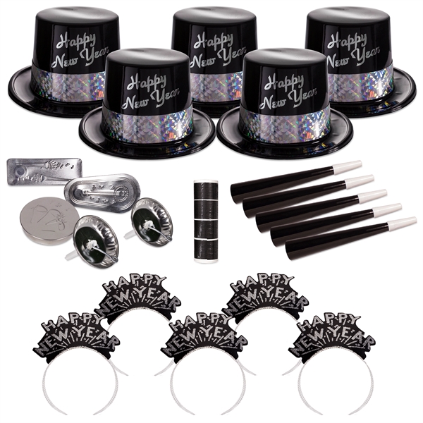Silver and Ebony Fantasy New Year's Eve Party Kit for 50 - Image 1