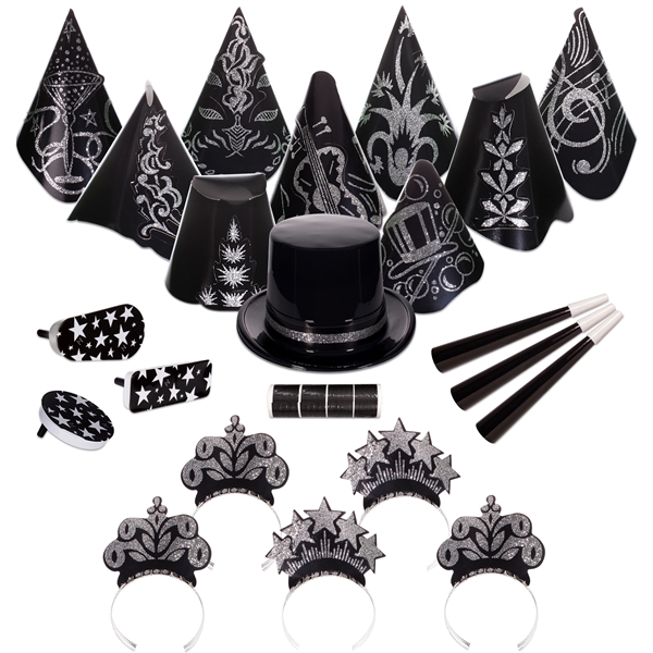 Gatsby Black and Silver New Year's Eve Party Kit - Image 1