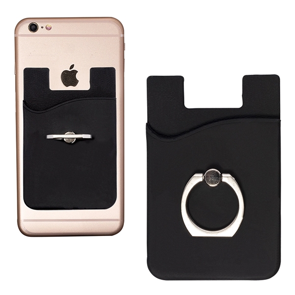 Silicone Card Holder with Metal Ring Phone Stand - Image 2