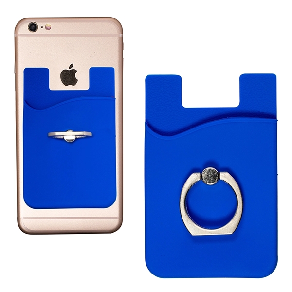 Silicone Card Holder with Metal Ring Phone Stand - Image 3
