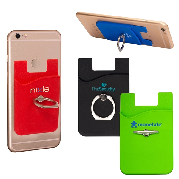 Silicone Card Holder with Metal Ring Phone Stand - Image 4