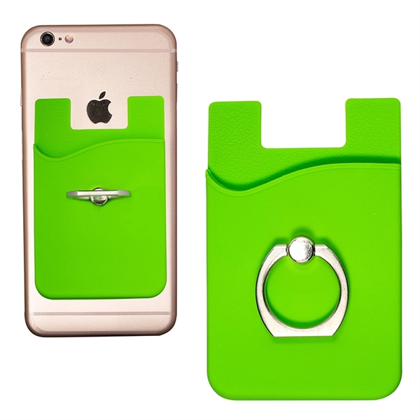 Silicone Card Holder with Metal Ring Phone Stand - Image 5