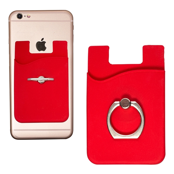 Silicone Card Holder with Metal Ring Phone Stand - Image 6