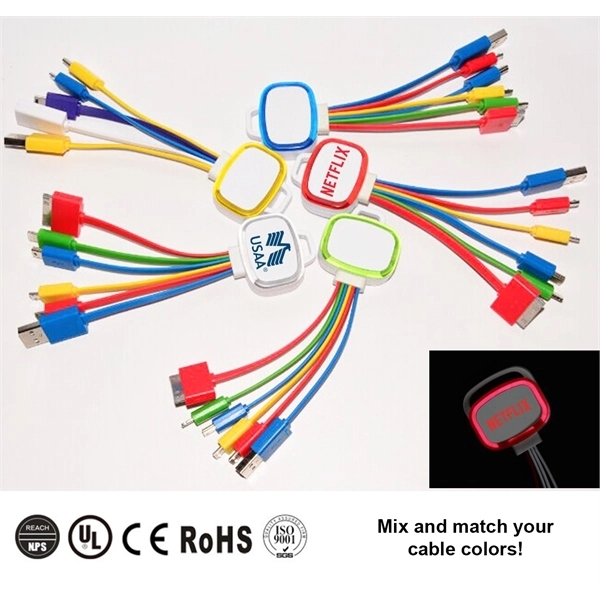 5-In-1 Mobile USB Charging Cable - LED - Image 1