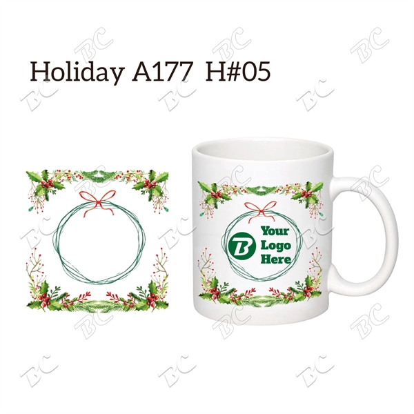 Holiday Design 11 oz. C-Handle Sublimated  Coffee Mug - Image 2