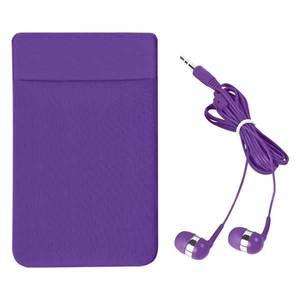 Stretch Phone Card Sleeve With Earbuds - Image 16