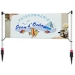 OUTDOOR ADVERTISING BANNER SYSTEM WITH GROUND STAKES