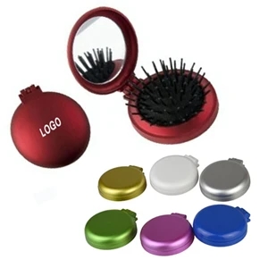 Folding Hair Brush Comb with Mirror