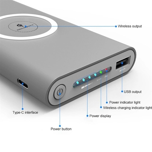 10,000mAh 3 in 1 Power Bank Wireless Portable Charger - Image 2