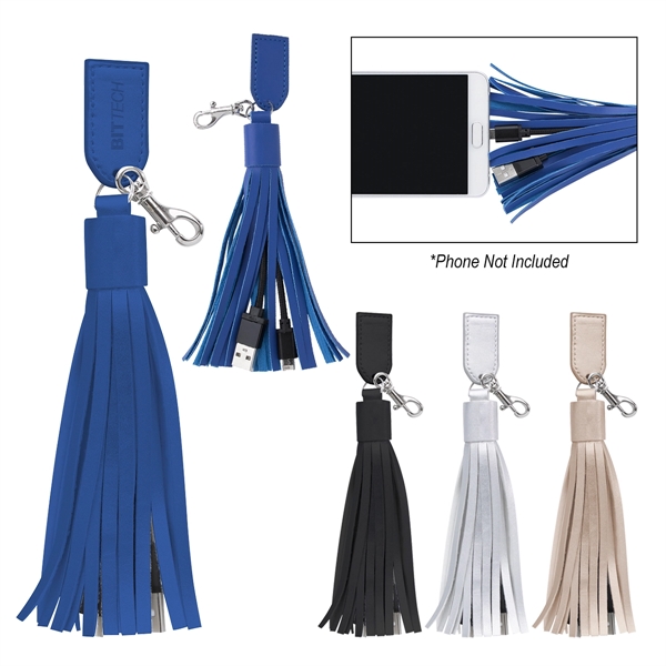 2-In-1 Charging Cables On Tassel Key Ring - Image 1
